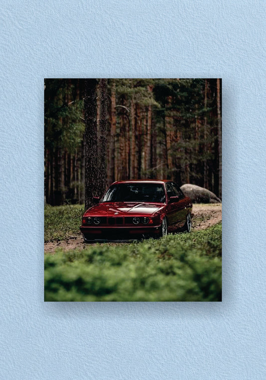 Maroon Classic Sedan Forest Poster