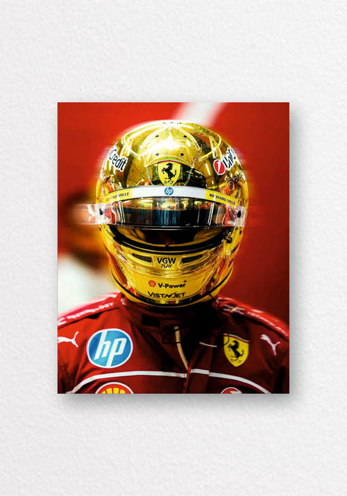 Ferrari F1 Gold Helmet Poster | Formula 1 Wall Art