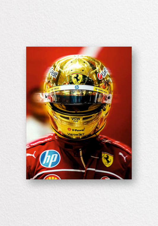 Ferrari F1 Gold Helmet Poster | Formula 1 Wall Art