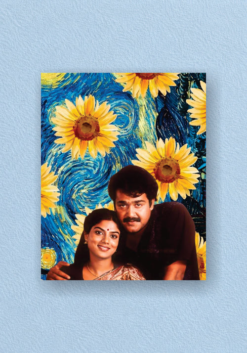 Starry Sunflower Romance Poster