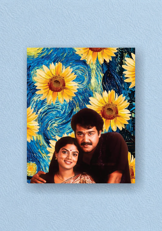 Starry Sunflower Romance Poster