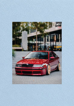 Crimson Skoda Octavia Stanced Poster