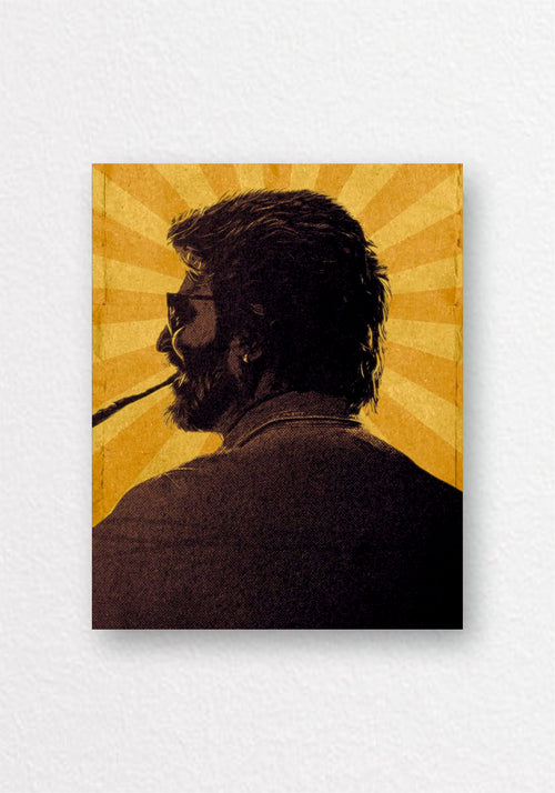 Rajinikanth Orange Swirl Pop Art Poster | Tamil Cinema Wall Art