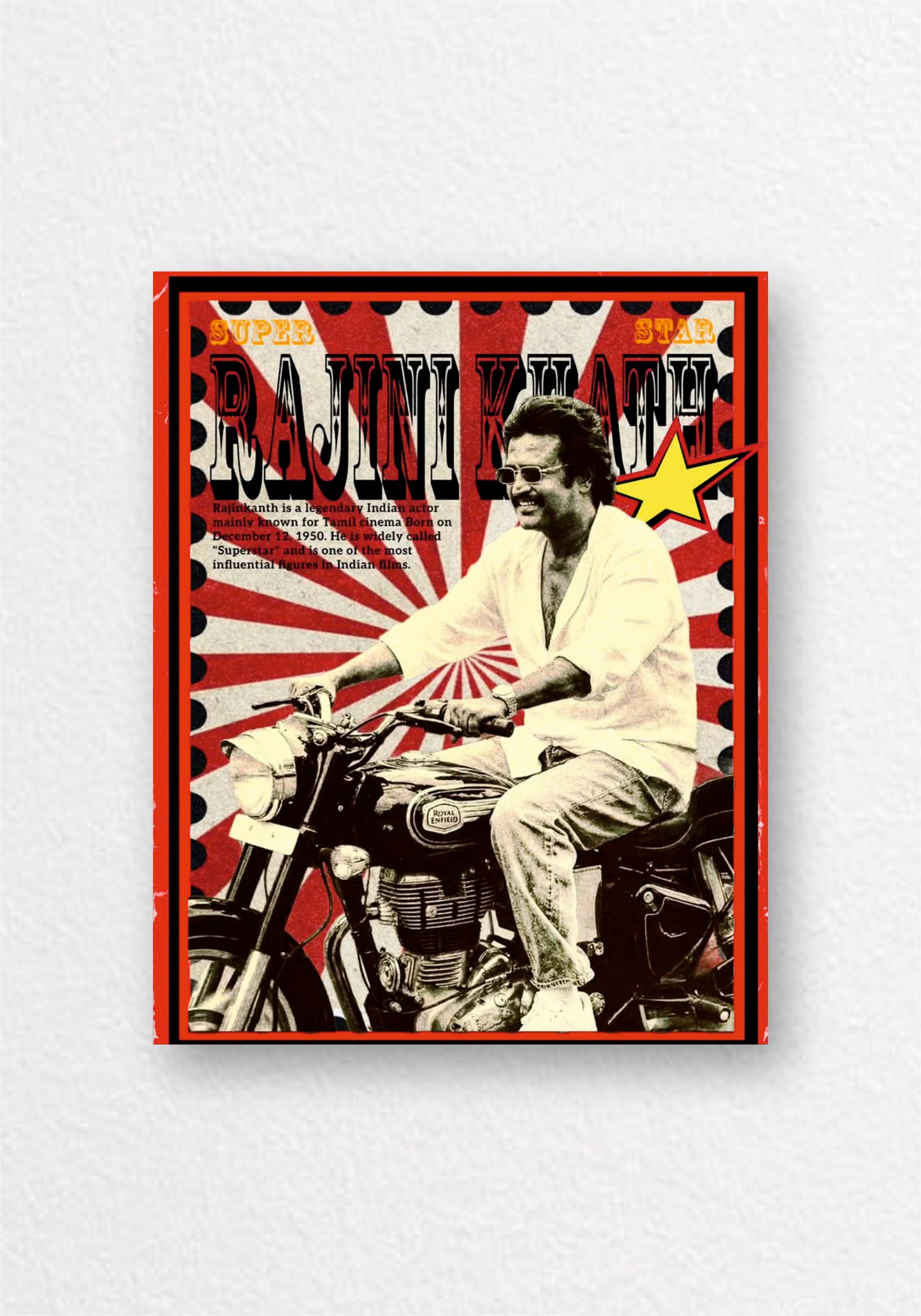 Rajinikanth Vintage Bike Ride Poster | Retro Tamil Cinema Wall Art