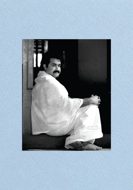 Mohanlal Traditional White Mundu Black and White Portrait Poster – POSTERDRIP