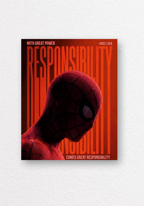 With Great Power Comes Great Responsibility Poster | Spider-Man Marvel Wall Art