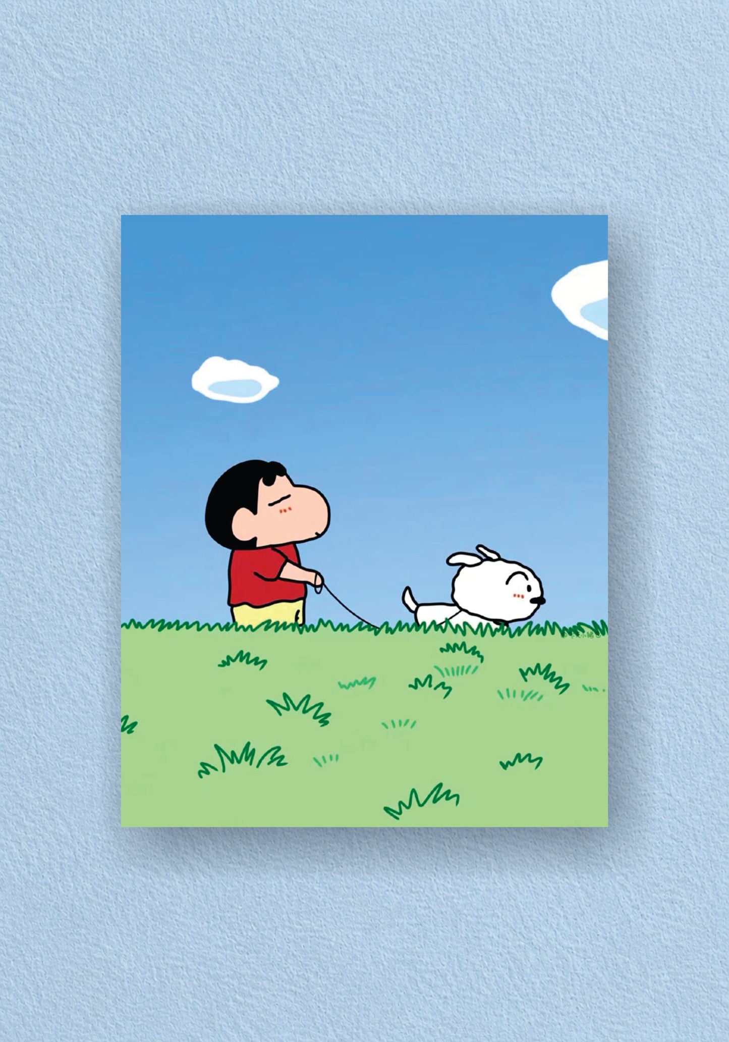 Shinchan and Shiro Minimal Grass Cartoon Poster – POSTERDRIP