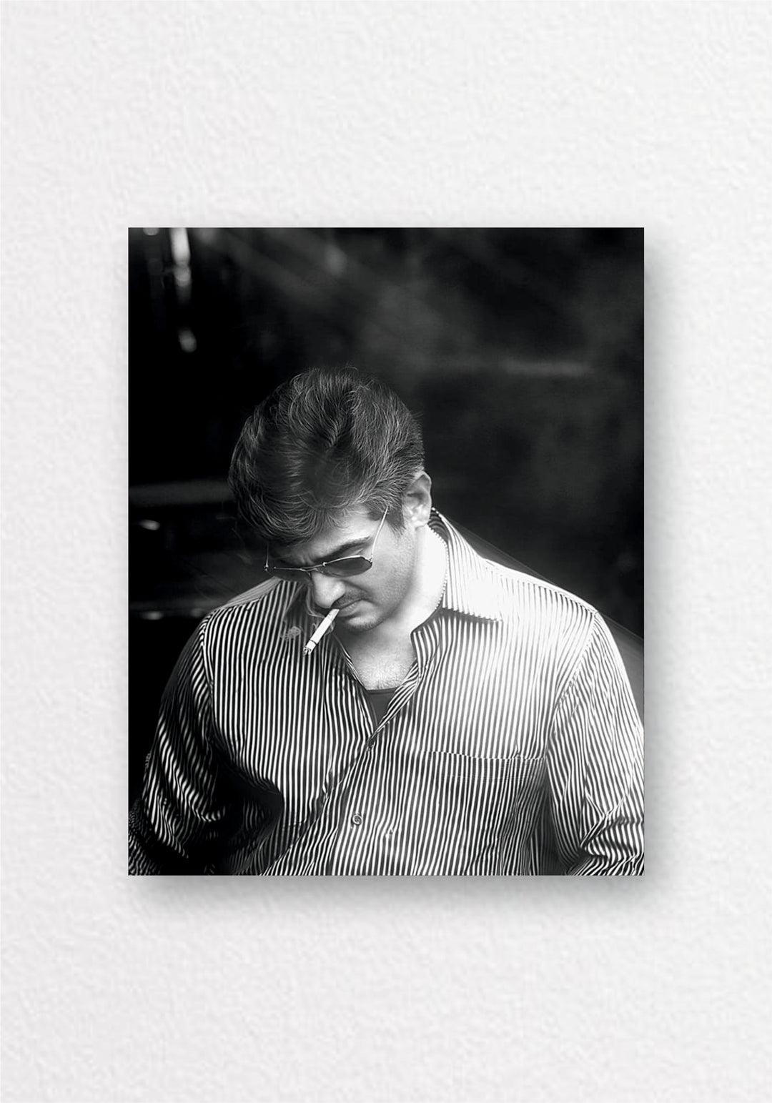 Ajith Kumar Smoking Monochrome Poster | Tamil Cinema Wall Art