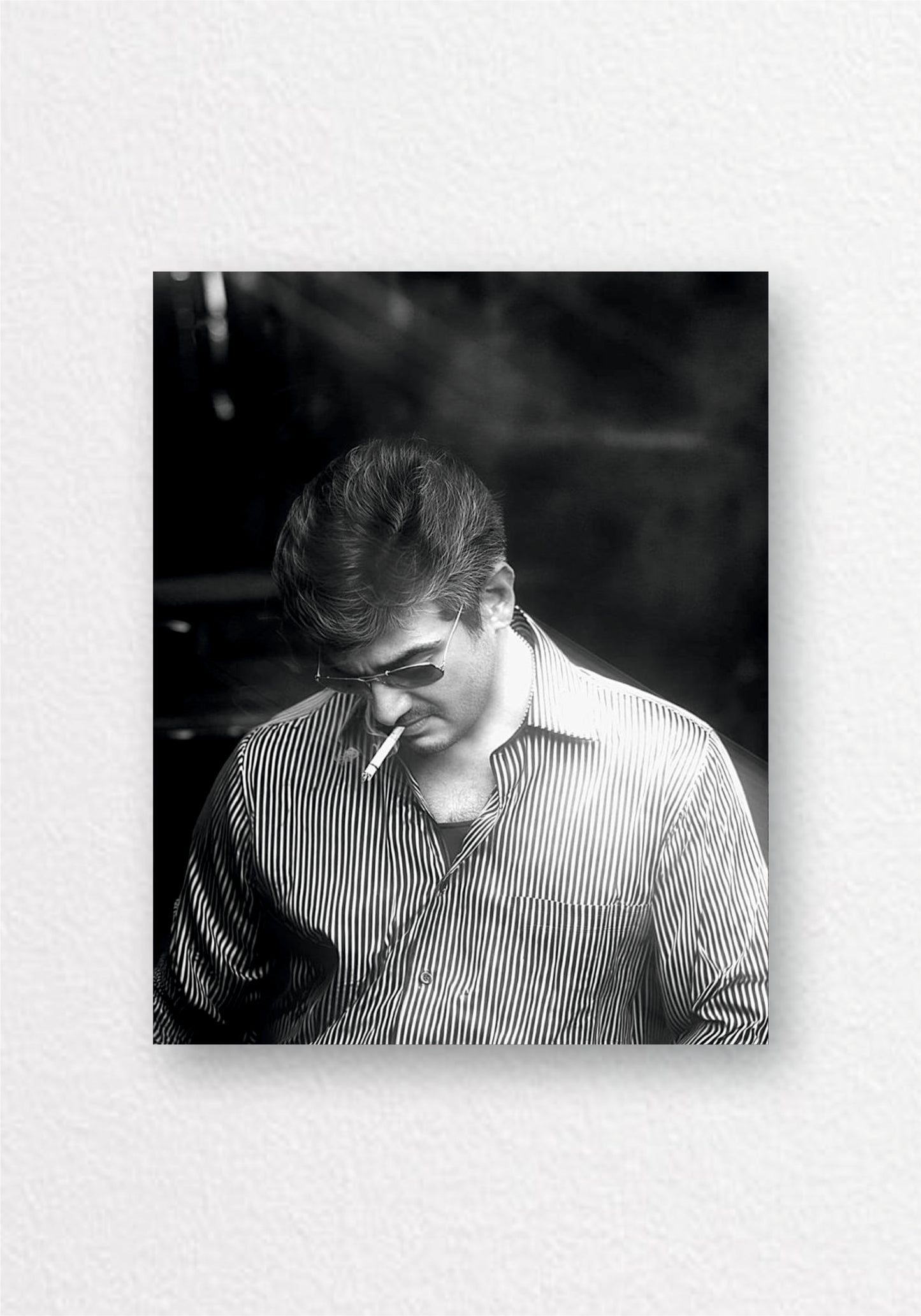 Ajith Kumar Smoking Monochrome Poster | Tamil Cinema Wall Art