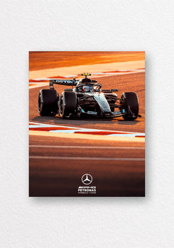 F1 Race Car Sunset Poster | Mercedes Petronas Formula 1 Wall Art