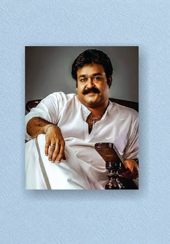 Mohanlal Classic White Shirt Portrait Poster