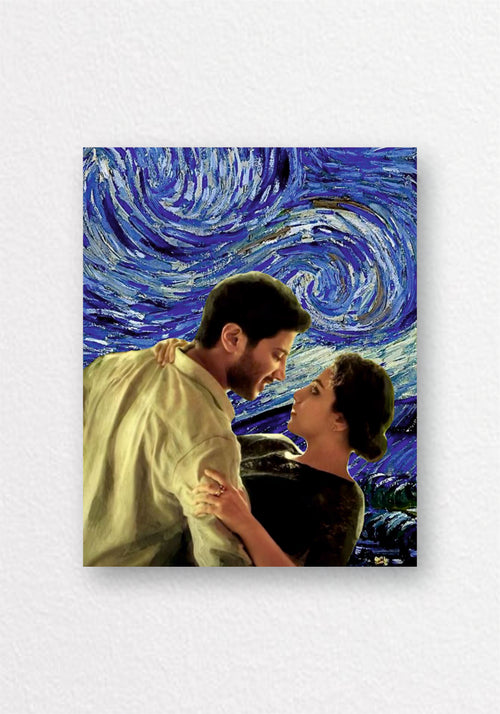Starry Night Couple Romance Poster | Aesthetic Art Wall Decor