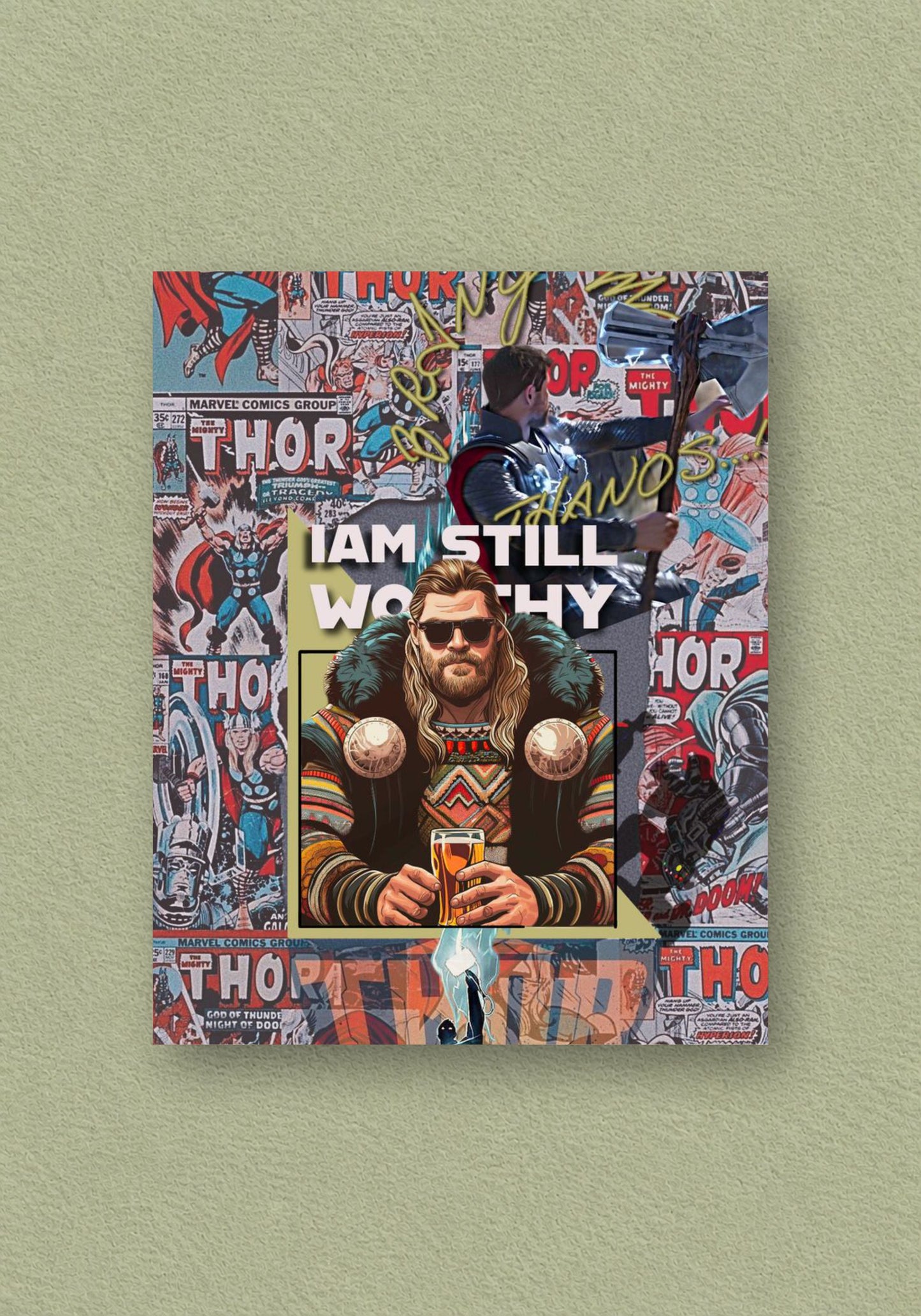 Thunder Thor Marvel | Still Worthy Comic Collage Poster – POSTERDRIP