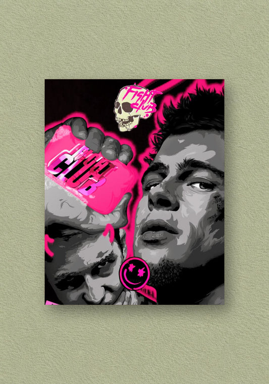 Fight Club Movie Poster| Abstract Pink Face Poster – POSTERDRIP