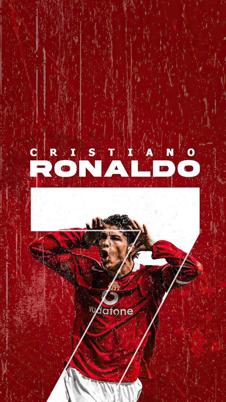 Cristiano Ronaldo Manchester United #7 Vintage Red Football Poster