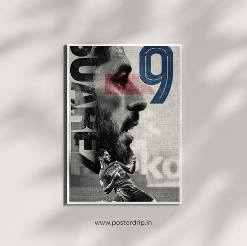 Luis Suarez Barcelona Dark Halftone No.9 Football Poster