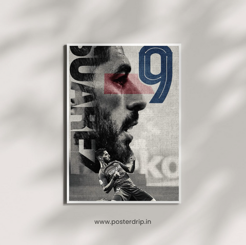Luis Suarez Barcelona Dark Halftone No.9 Football Poster