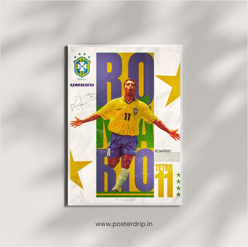 Romário Brazil Tetra Umbro Vintage Football Poster