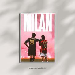AC Milan Materazzi and Rui Costa Pink Smoke Football Poster