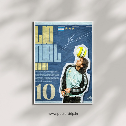 Lionel Messi Argentina Adidas Vintage Typographic Football Poster