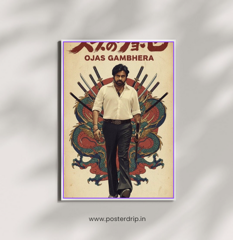 Nirosha Pawan Kalyan Telugu Black and White Vintage Polaroid Poster