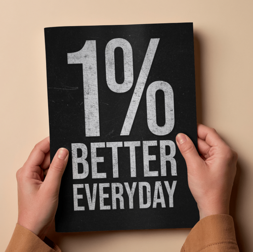 1% Better Everyday Grunge Chalk Typography Poster