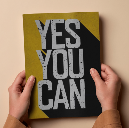 Yes You Can Bold Shadow Typography Motivational Poster