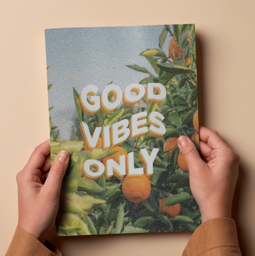 Good Vibes Only Retro Oranges Photo Typography Poster
