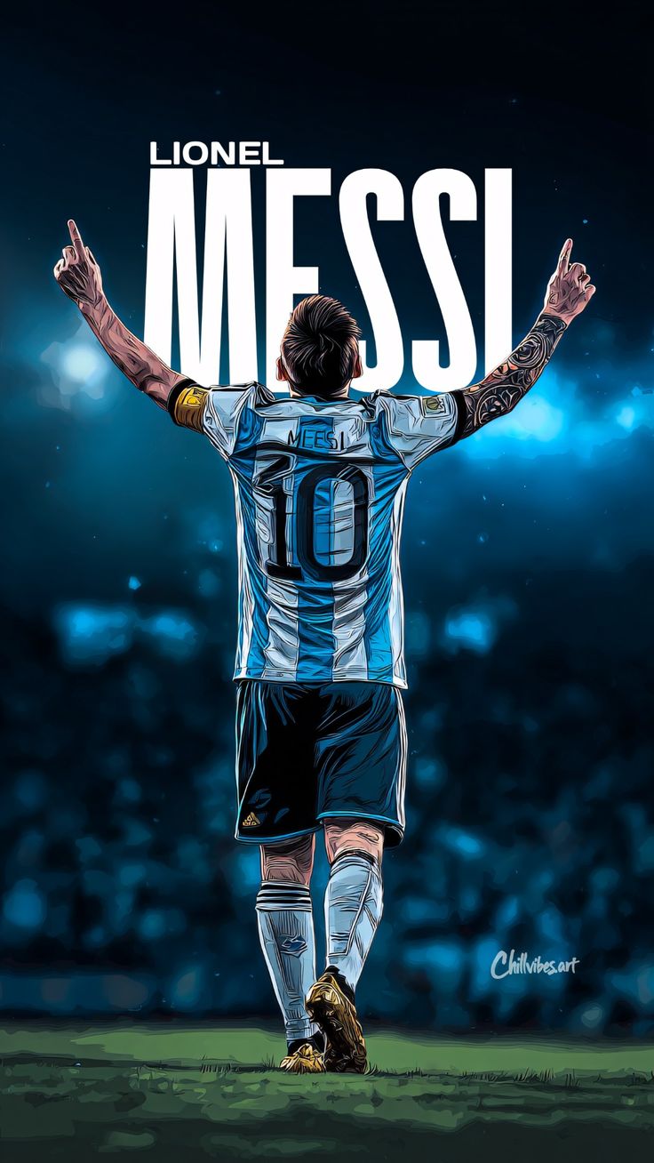 Lionel Messi #10 Argentina Stadium Celebration Football Poster