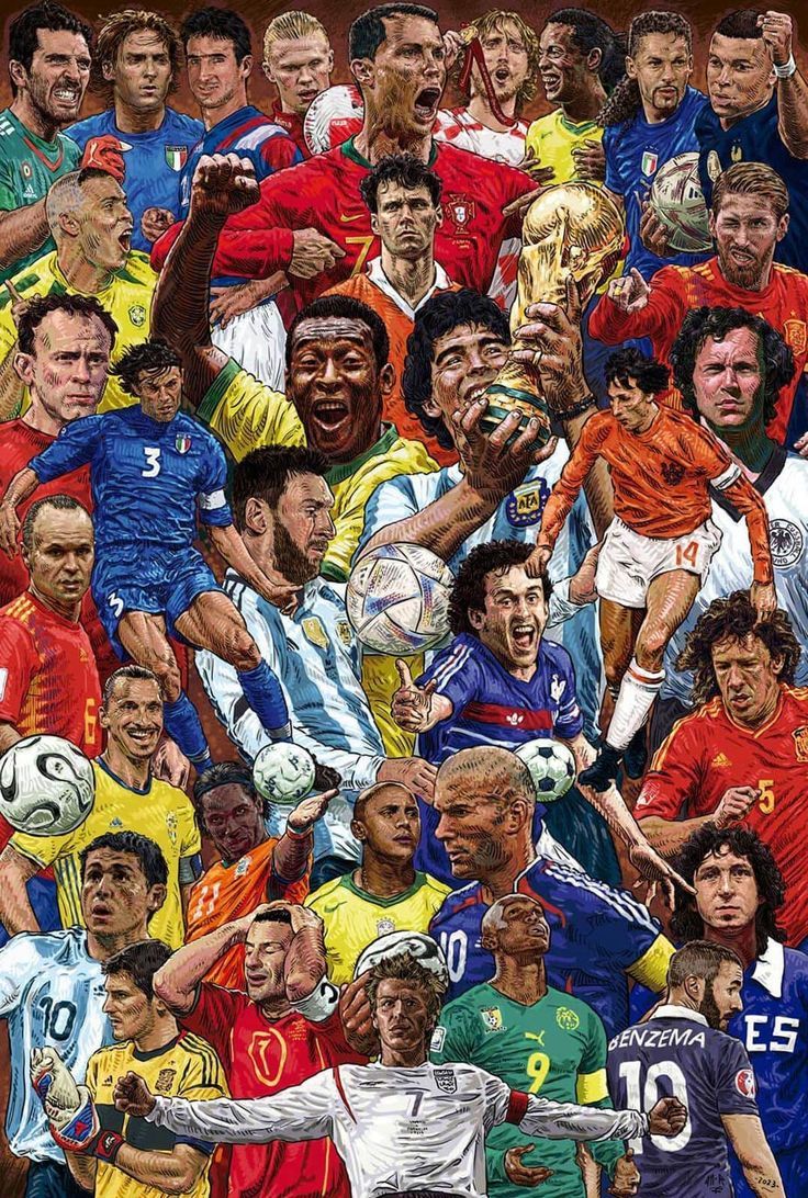 Football Greatest Legends All-Time Collage Poster | Wall Art