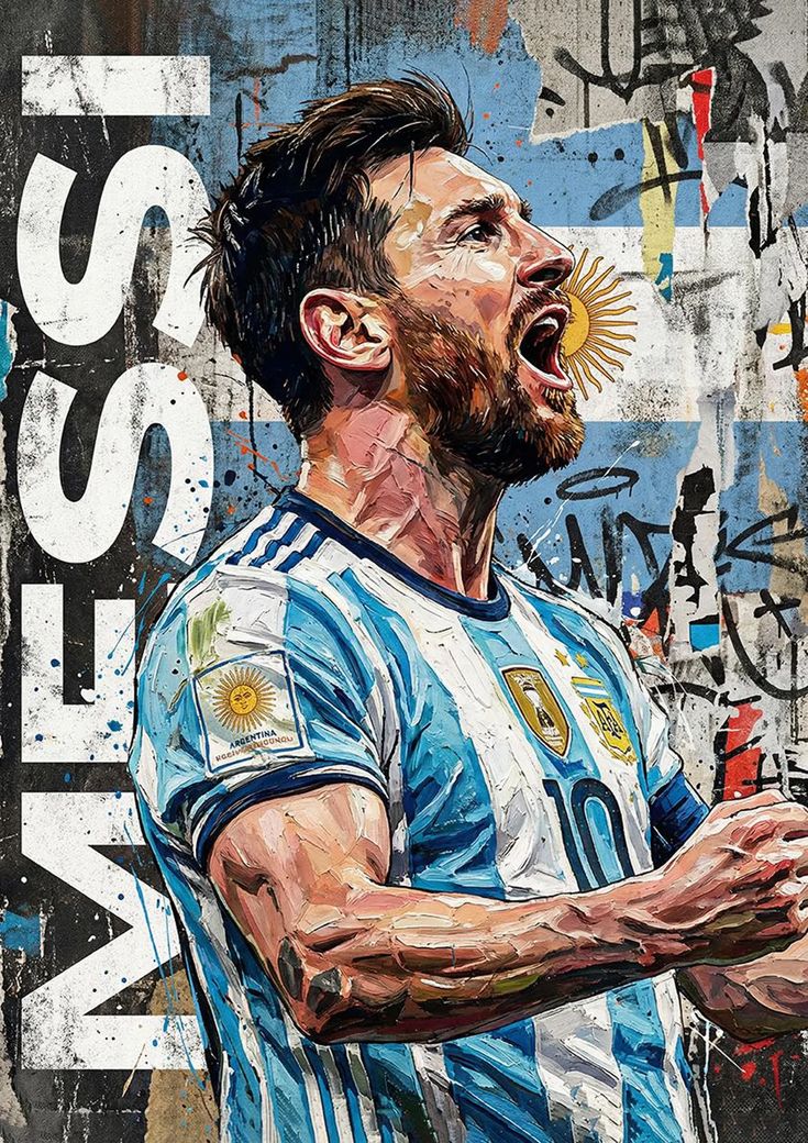 Lionel Messi Argentina Graffiti Street Art Football Poster