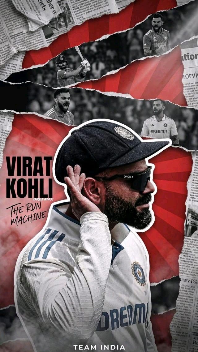 Virat Kohli Gold Signature Collage Cricket Poster | King Kohli Wall Art