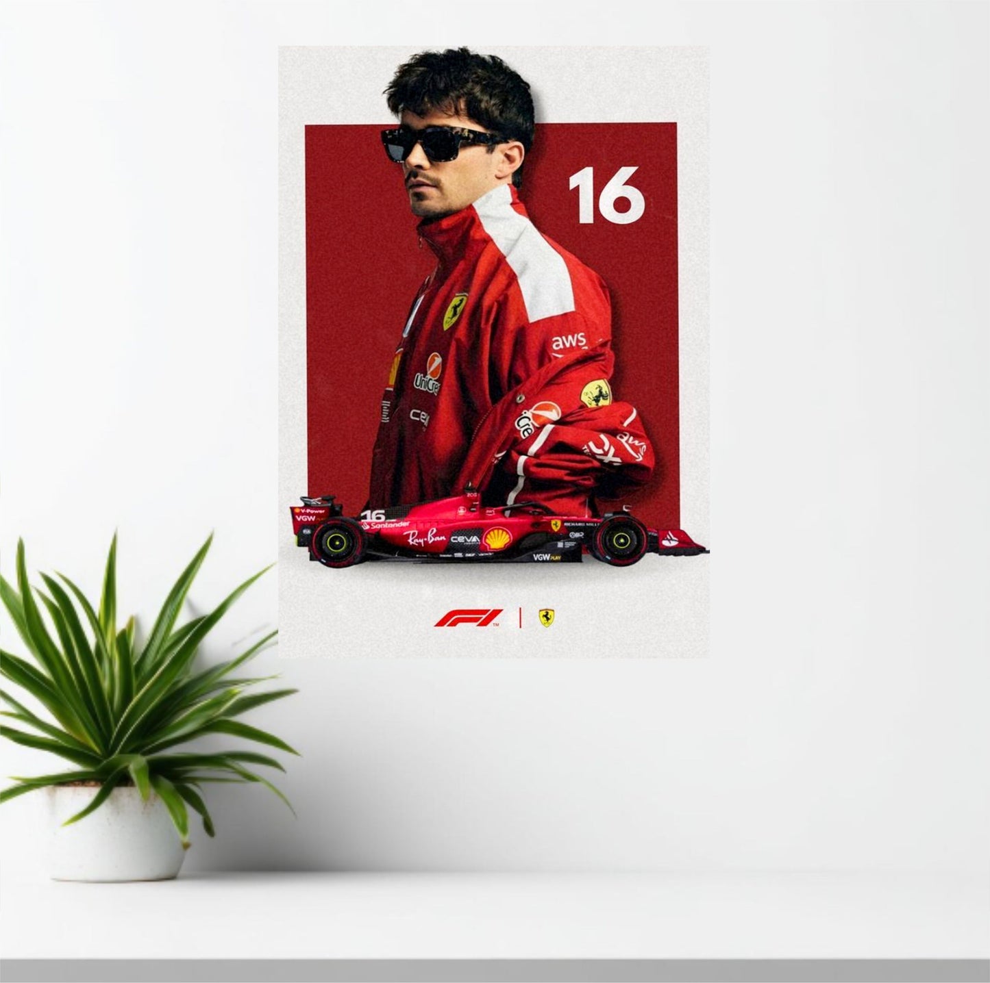 Charles Leclerc F1 #16 Ferrari Poster | Formula 1 Wall Art