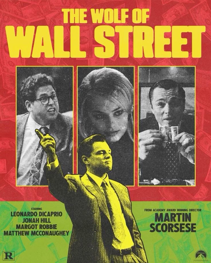 Wolf of Wall Street DiCaprio red green poster wall art – PosterDrip