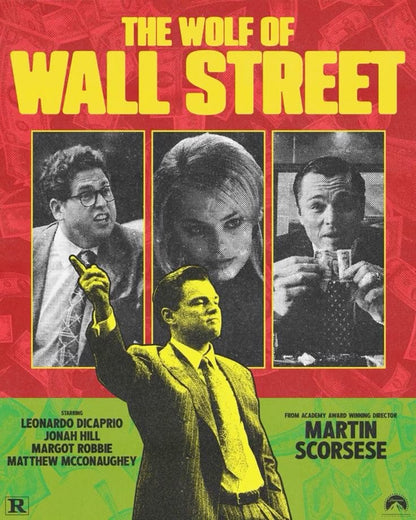 Wolf of Wall Street DiCaprio red green poster wall art – PosterDrip