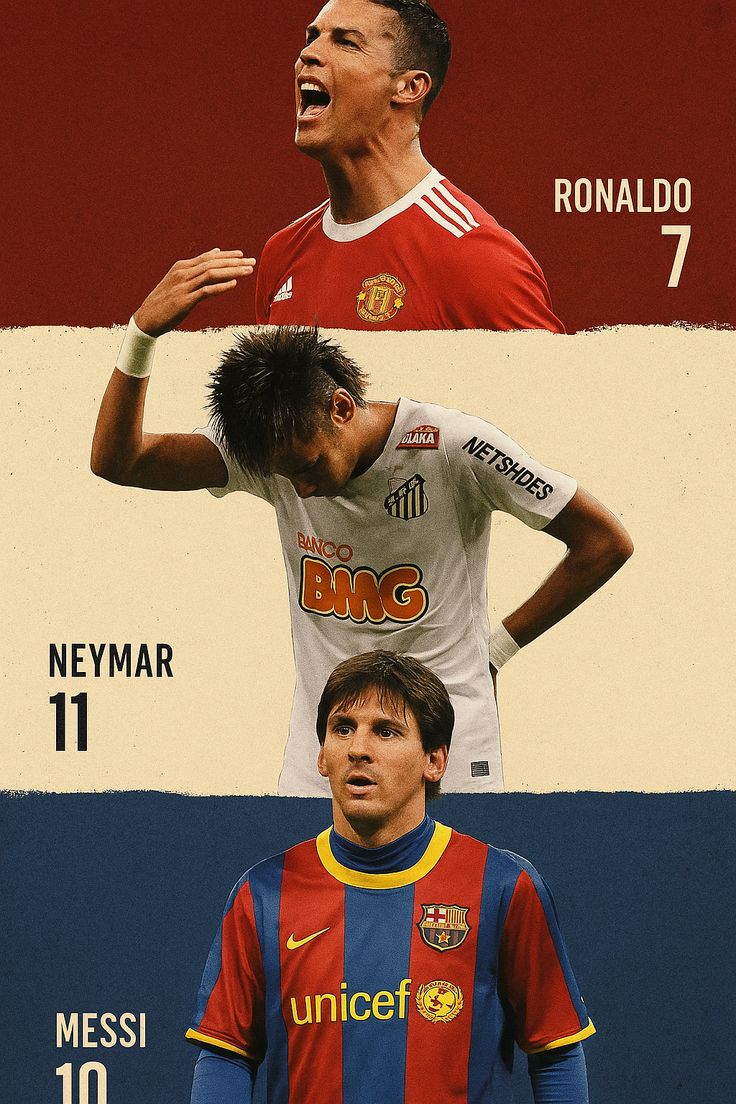 Ronaldo Neymar Messi Trio Football Legends Poster | Wall Art