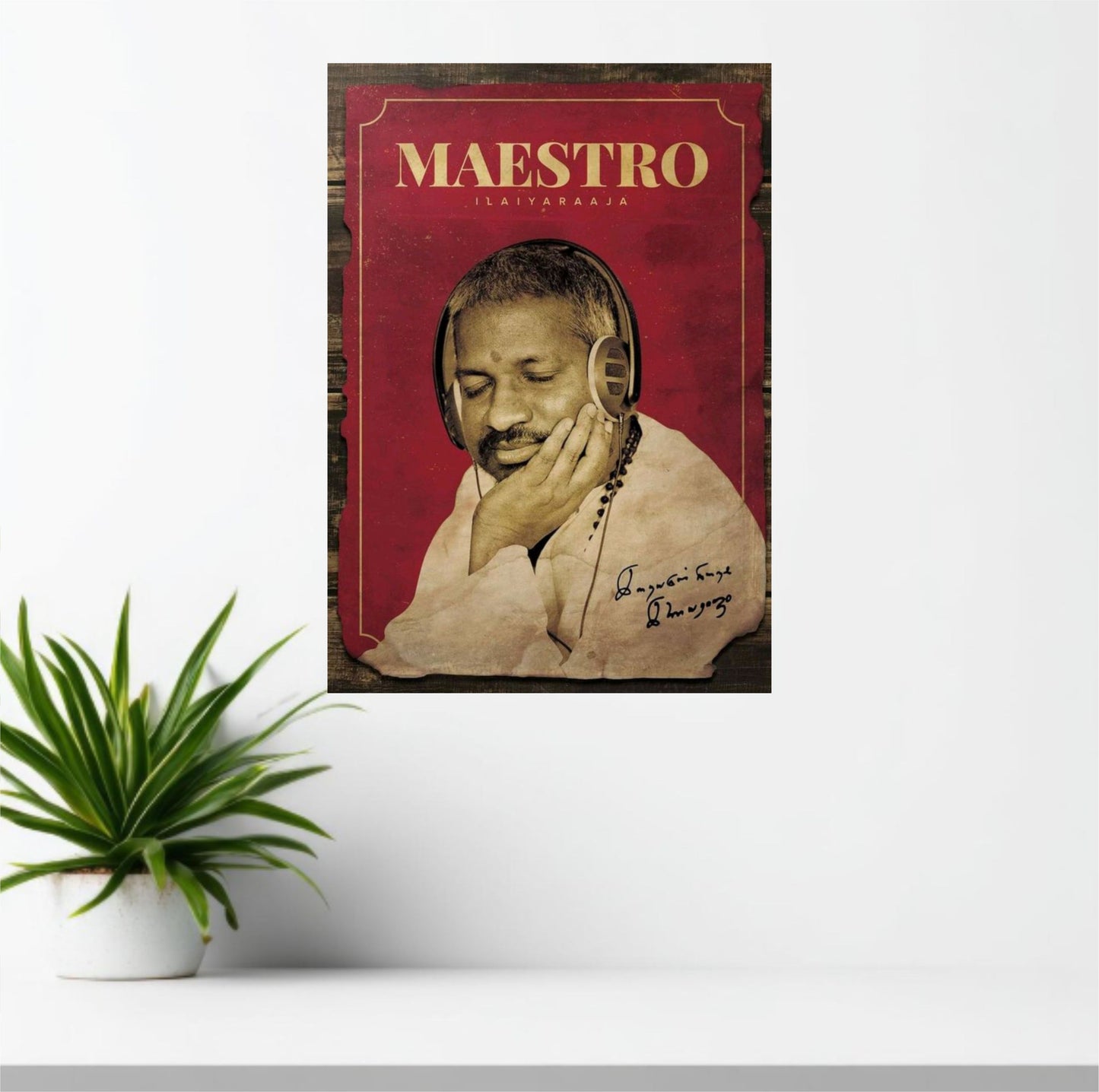Ilaiyaraaja Headphones Poster | Music Maestro Studio Wall Art