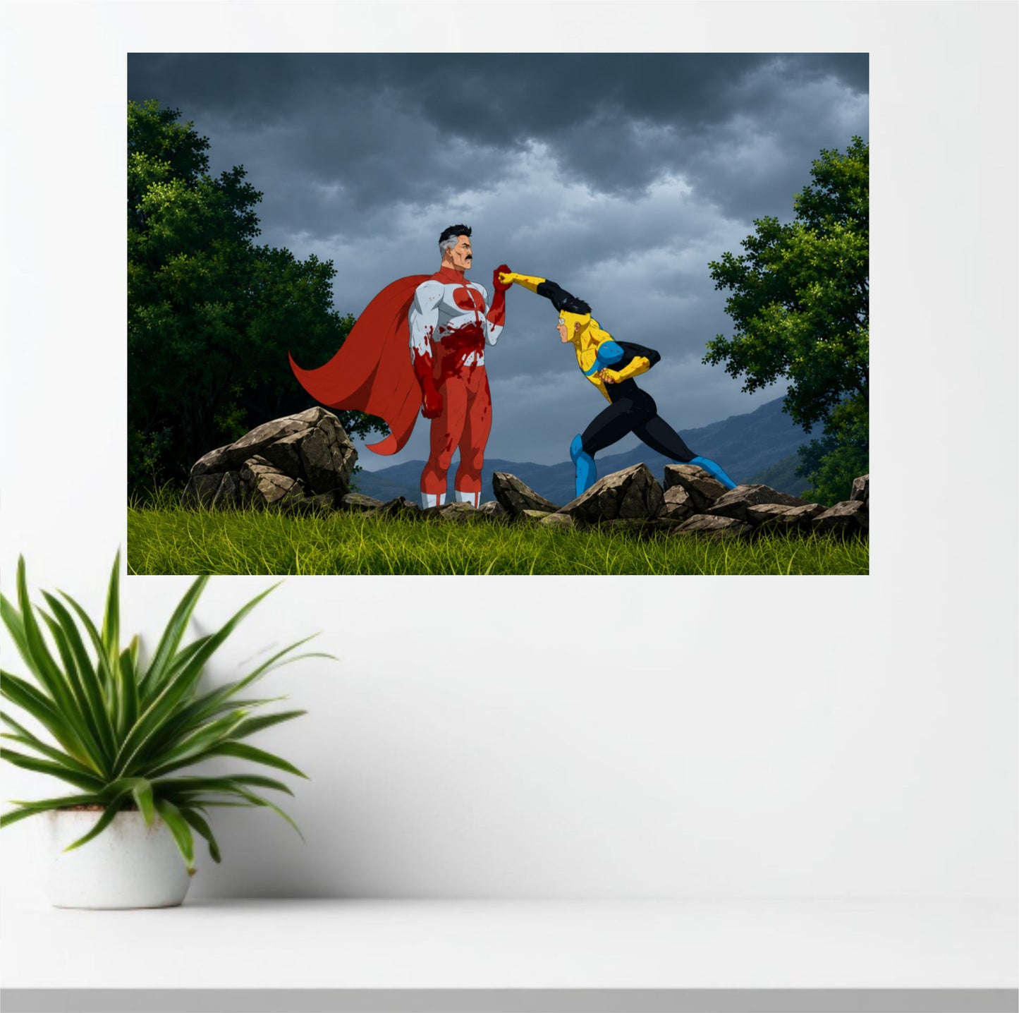 The Invincible Fight Scene Poster | Action Superhero Wall Art