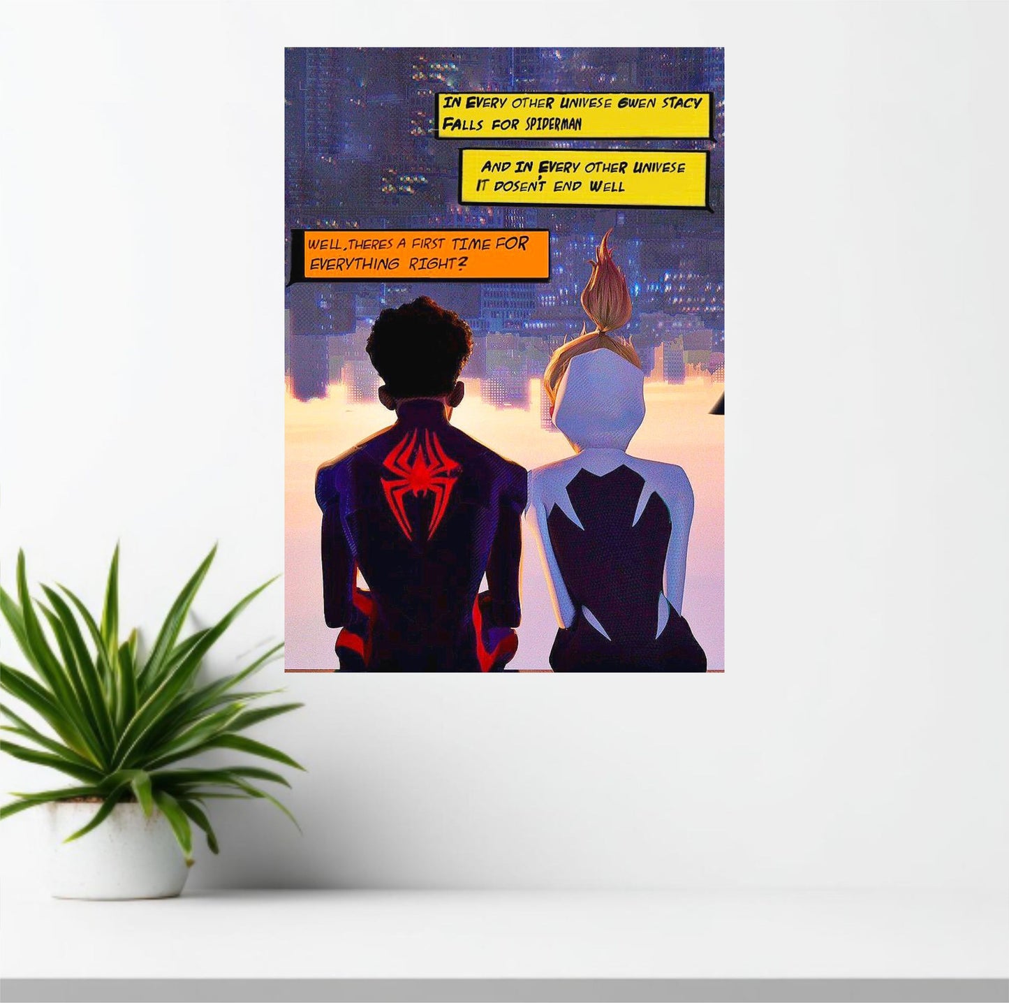 Spider-Verse Couple Poster | Animated Love Story Wall Art India