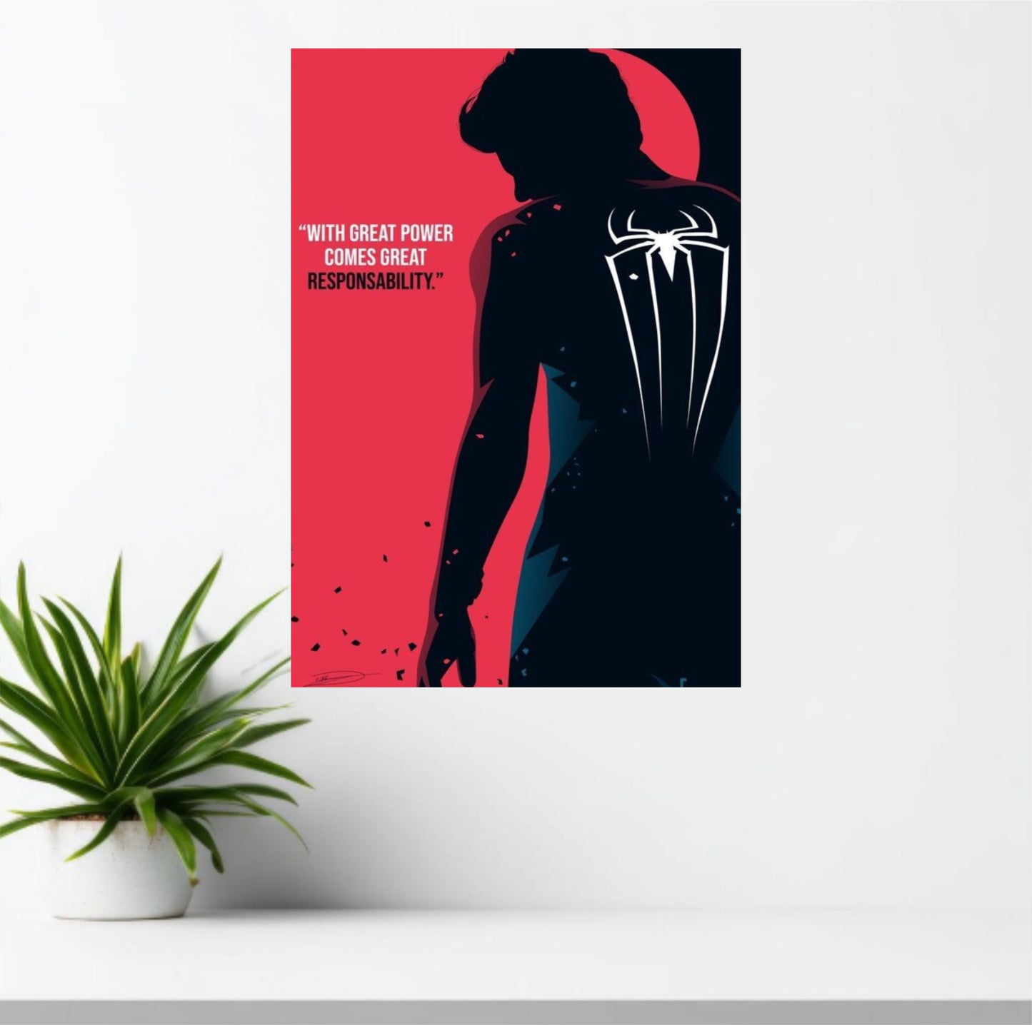 Spider-Man Quote Vector Poster | Great Power Great Responsibility Wall Art